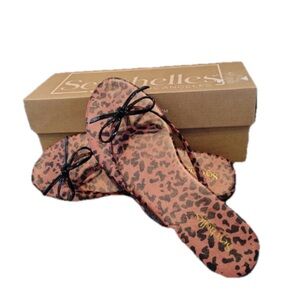 Seychelles Wish List Leopard Leather Sandals Flats Animal Print Black Bow Sz 10